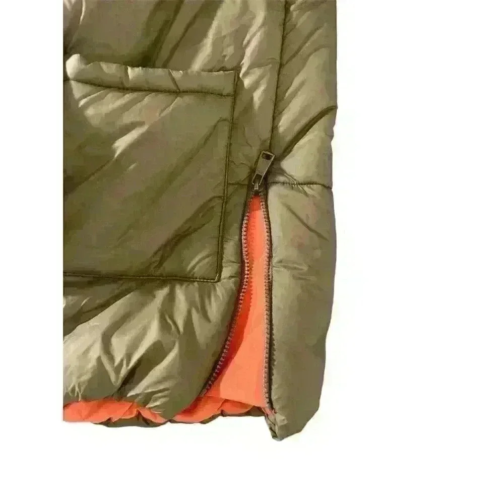 Kids Size 11/12 Forever 21 Green/Orange Oversized Puffer Coat NWT ￼ - Picture 3 of 7